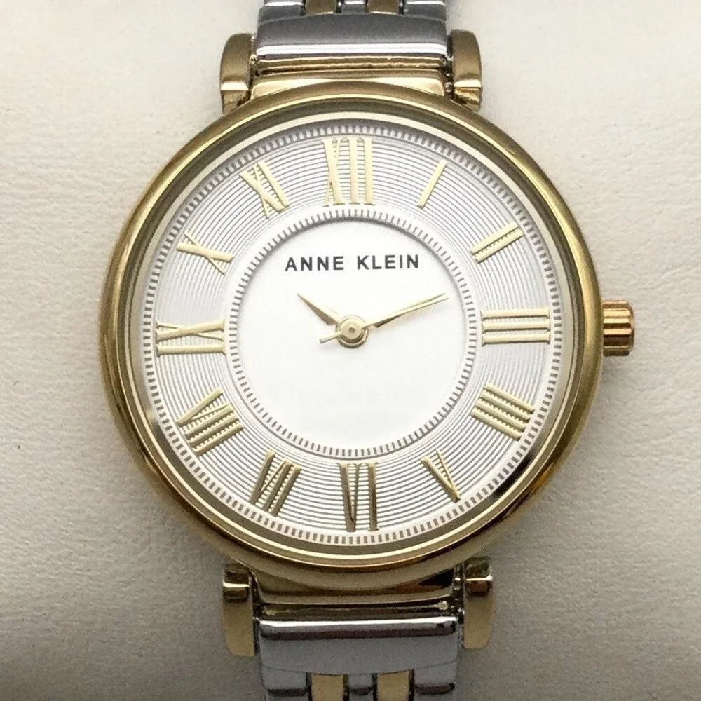 Anne Klein Womens Watch 30mm Two Tone Roman Dial Stainless Bracelet Box Papers